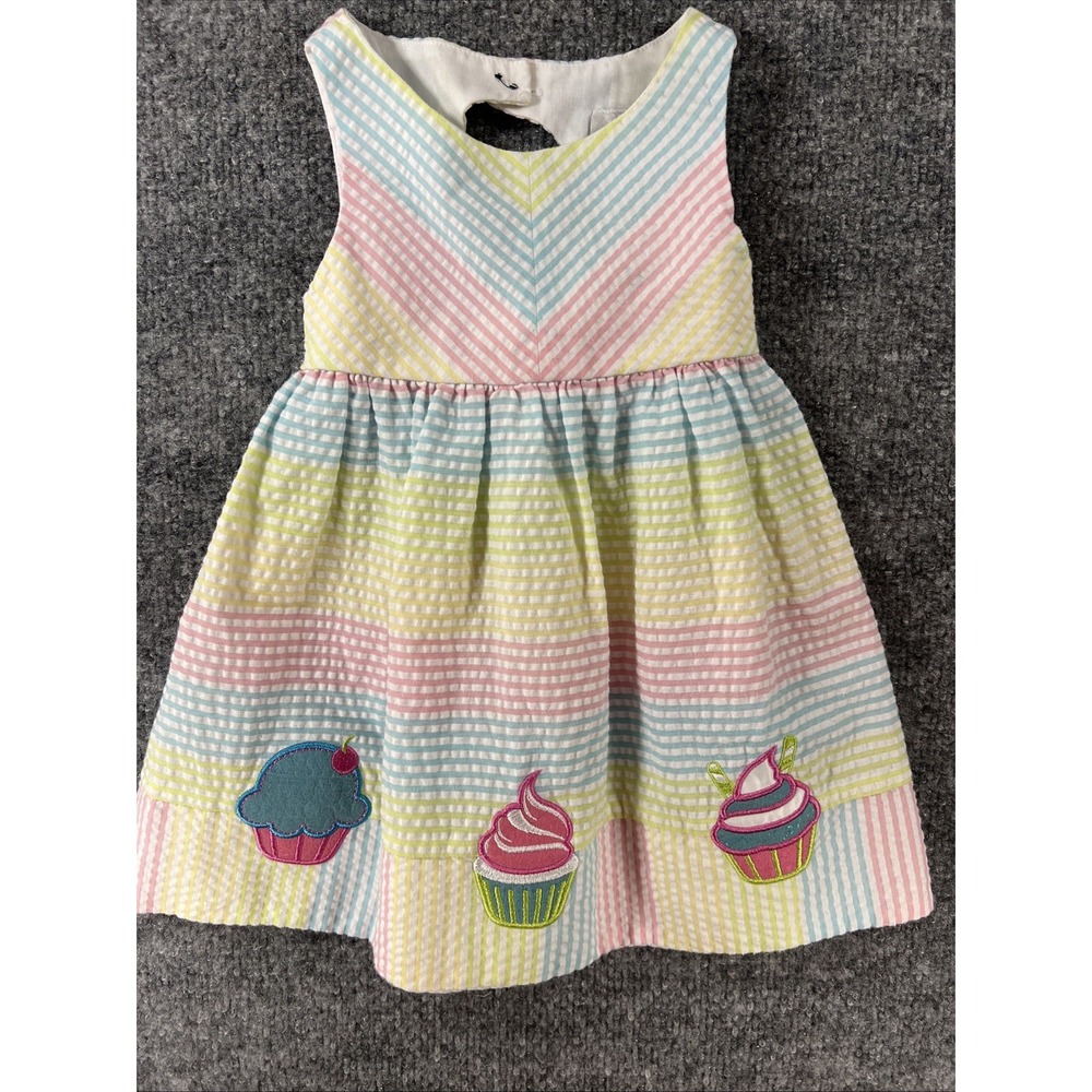 Emily Rose Pastel Seersucker Cupcake Dress 18M - Sweet Treat Party Sundress